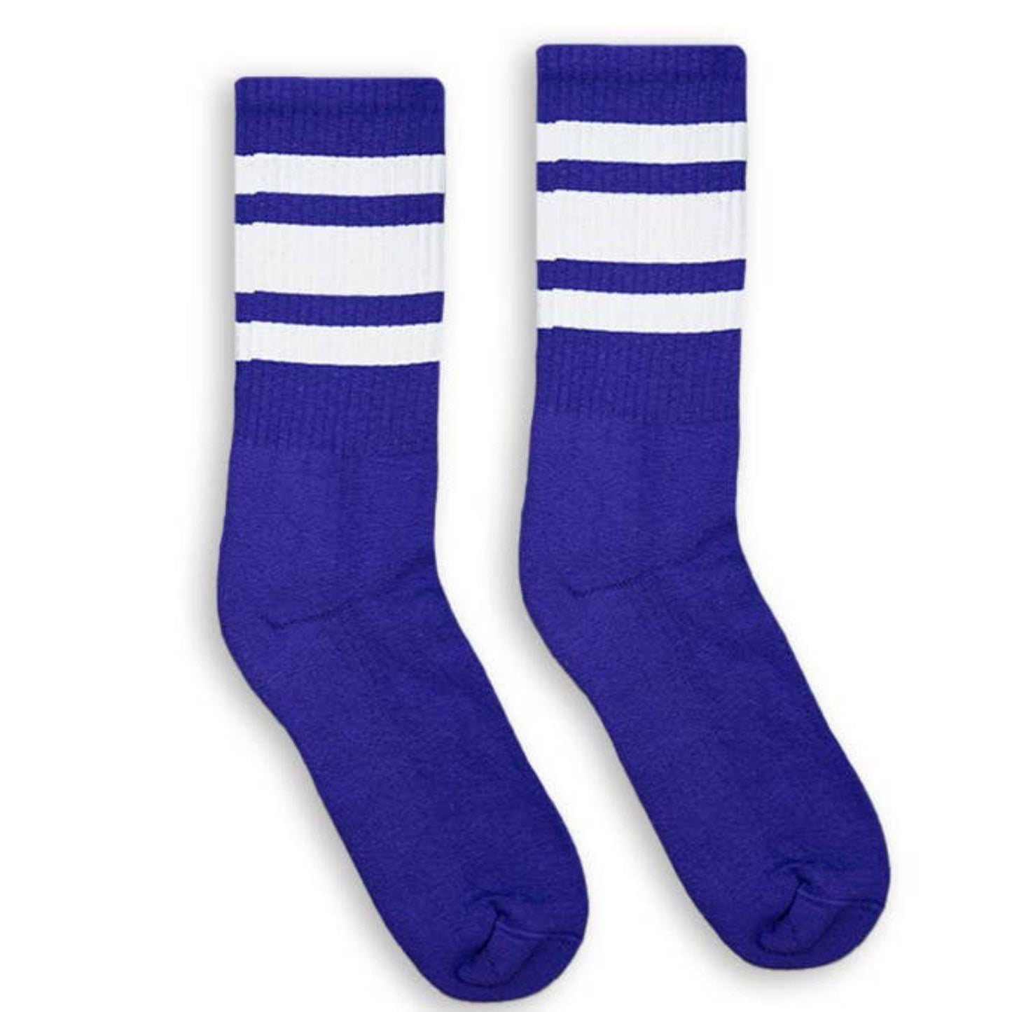 White Striped Purple Crew Socks by SOCCO