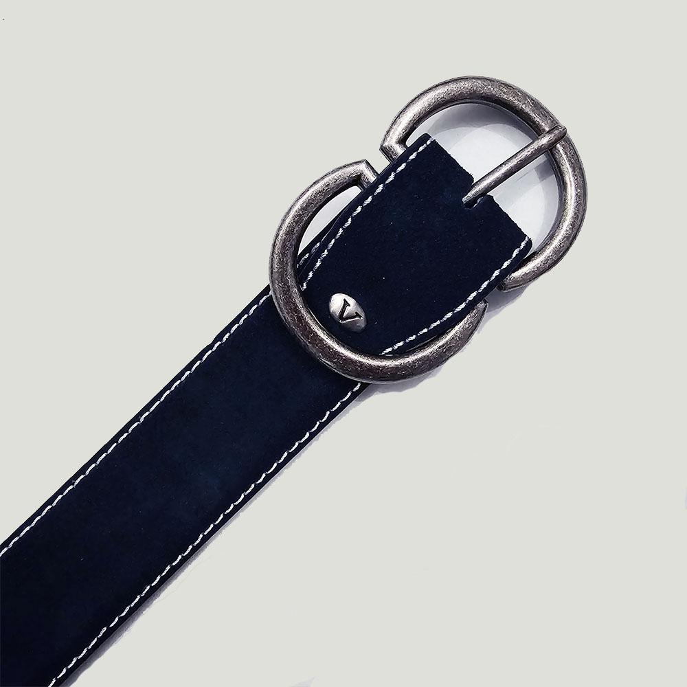 Navy Suede Belt with Infinity Buckle by Marco Valentino