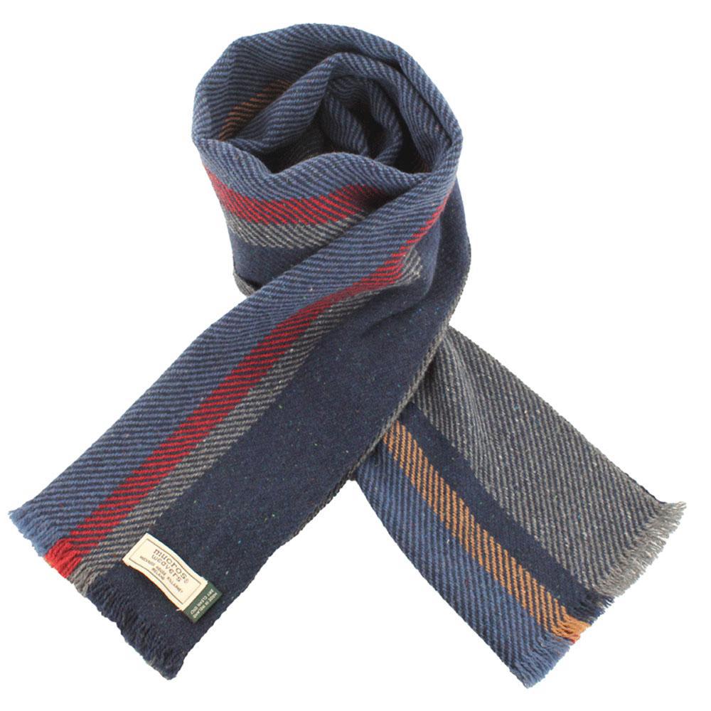 Navy/Grey 2-Sided Soft Donegal Irish Wool Scarf by Mucros Weavers (SD36)