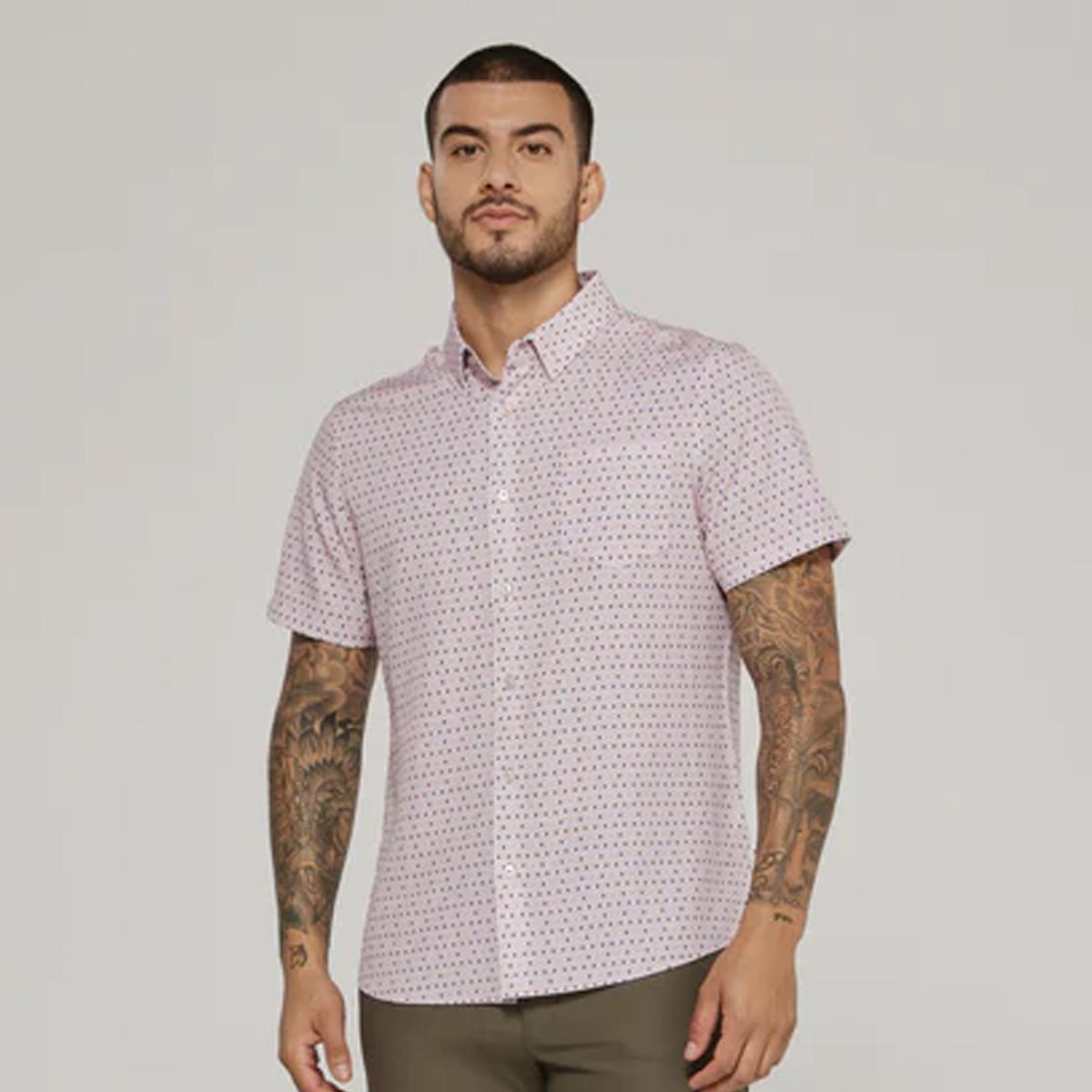 Calix Stone Rose Print Short Sleeve Shirt by 7 Diamonds