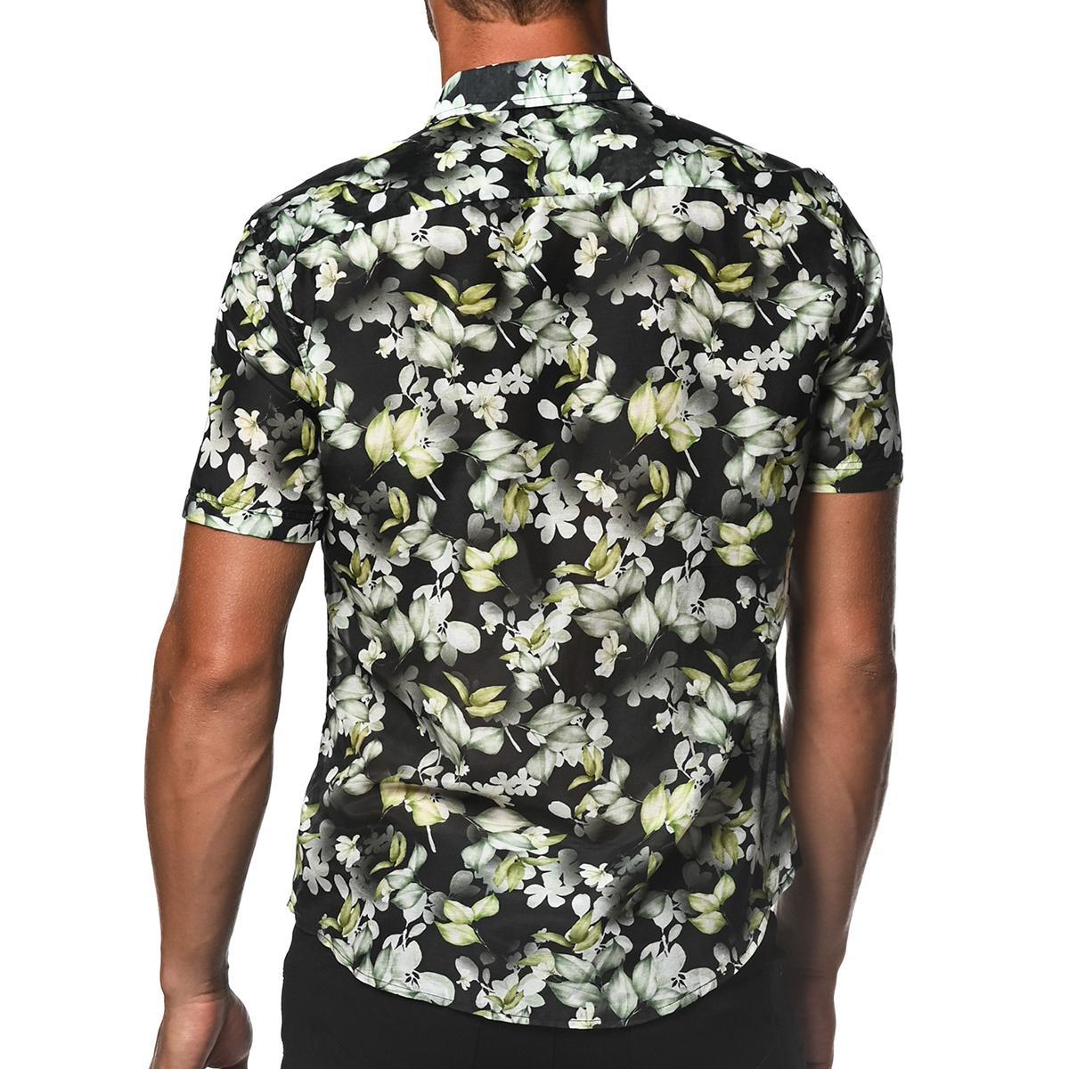 White Orchids Cotton and Silk Short Sleeve Shirt by Postmarc