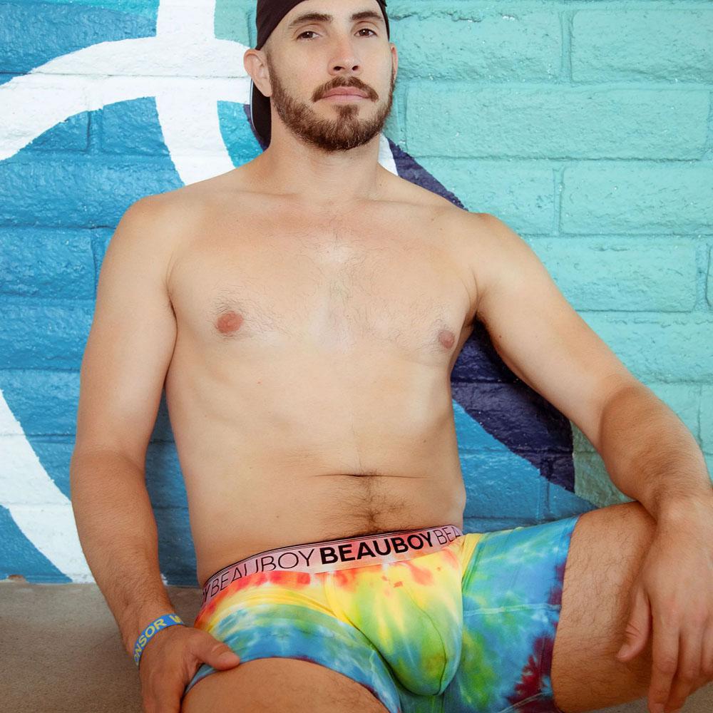 B Logo Rainbow Tie Dye Joxer Brief by Beauboy Menswear