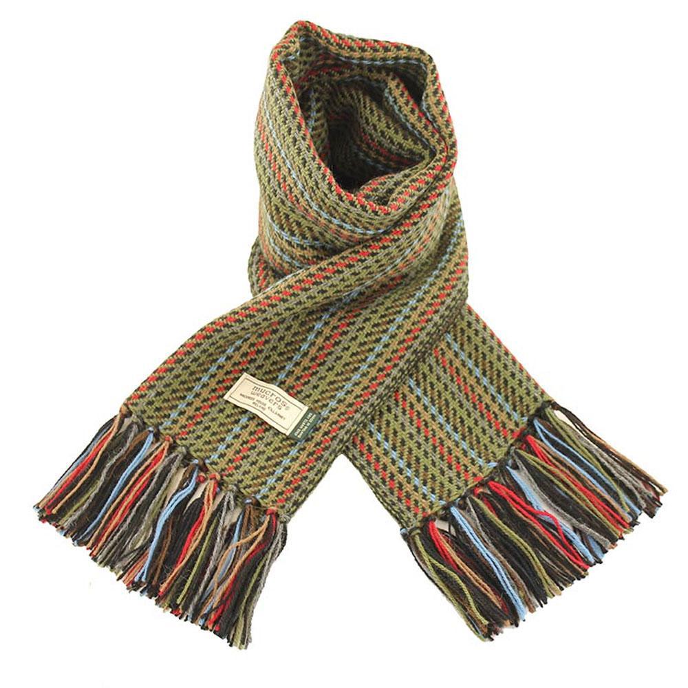 Green/Orange Multicolor Dotted Stripe Irish Alpaca Scarf by Mucros Weavers (A70)