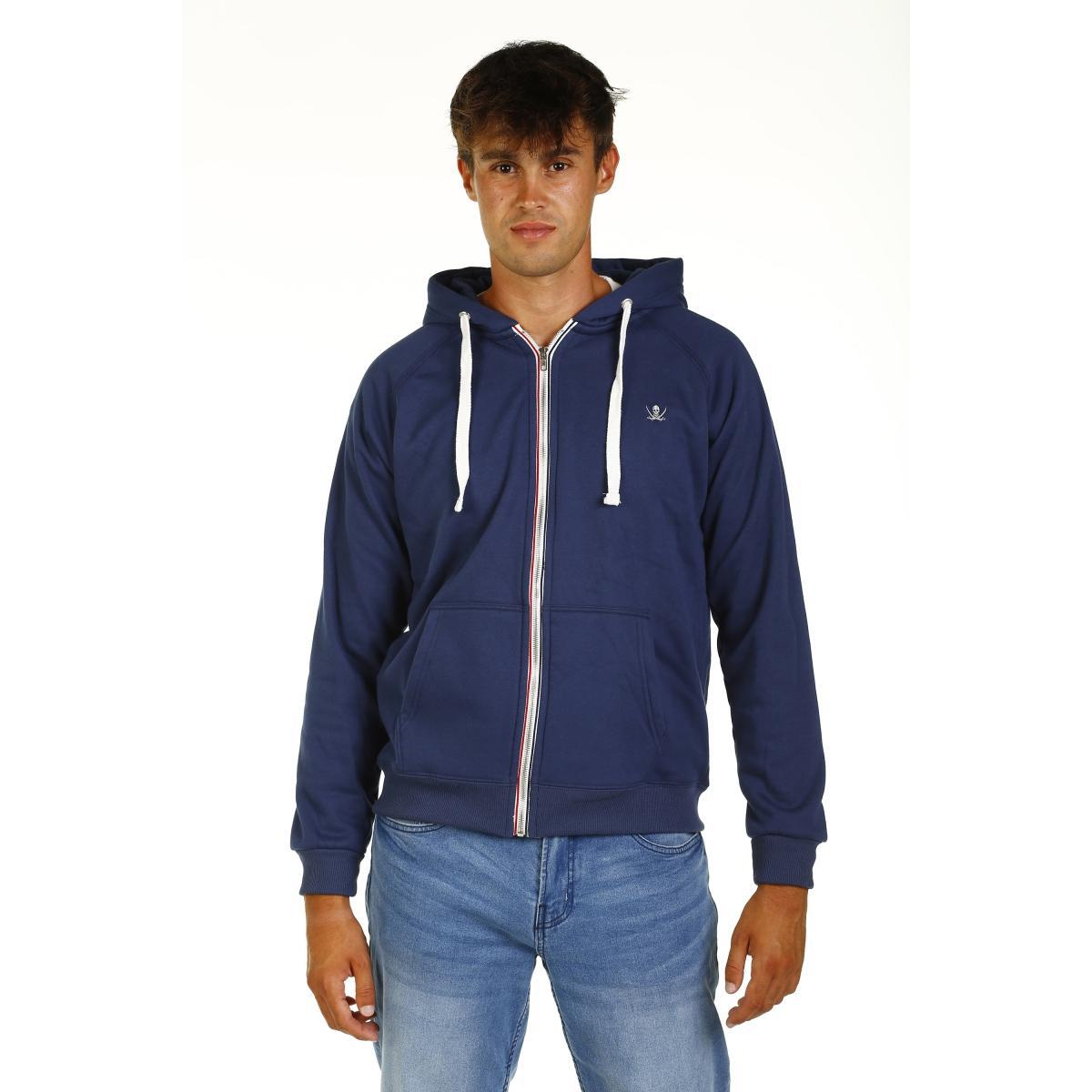 Men's Blue Zipper Hoodie by Time of Bocha