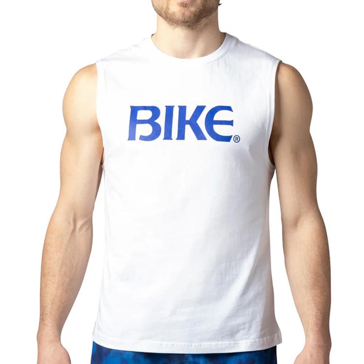 White Sleeveless Logo T-Shirt by Bike Athletic