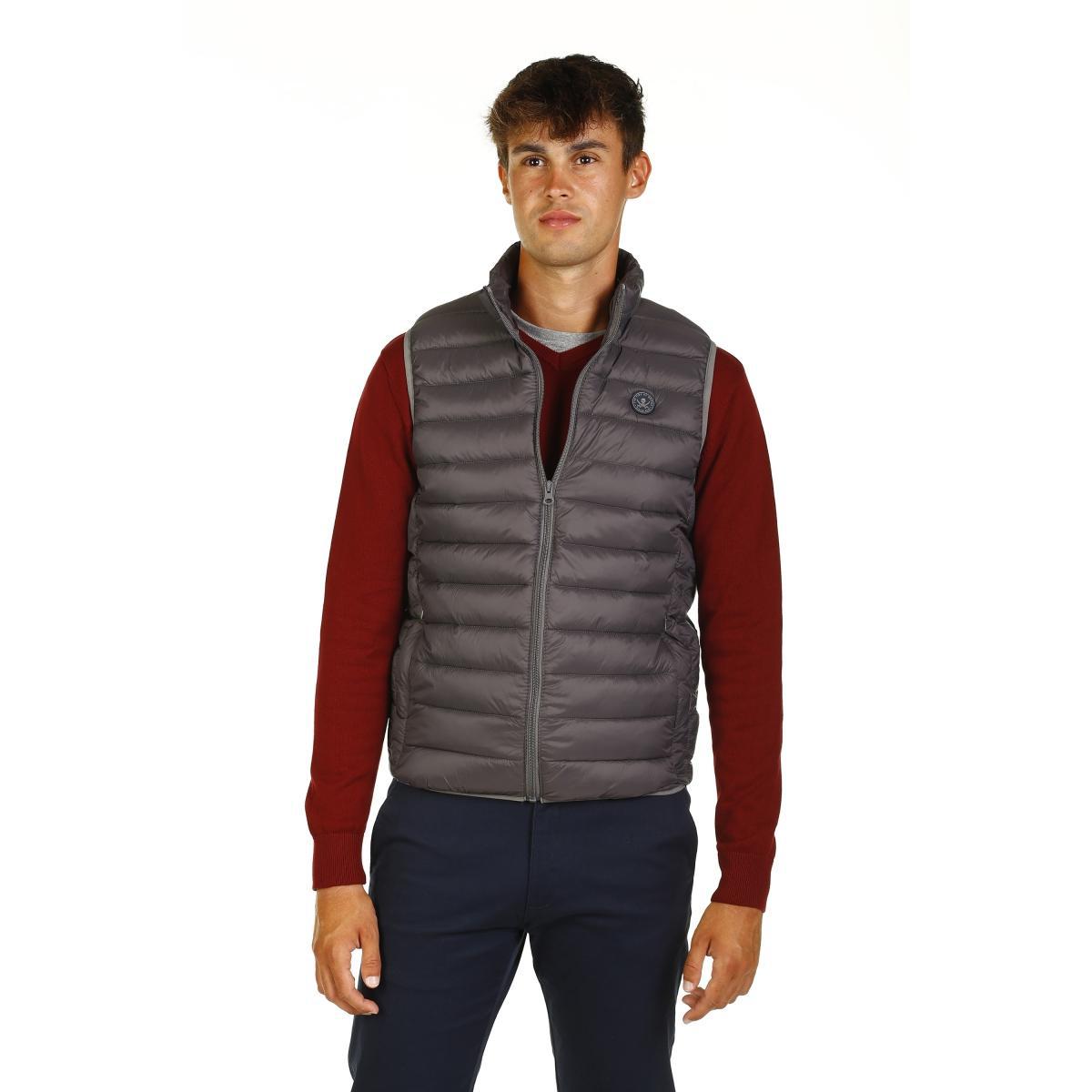 Men's Grey Padded Sleeveless Vest by Time of Bocha