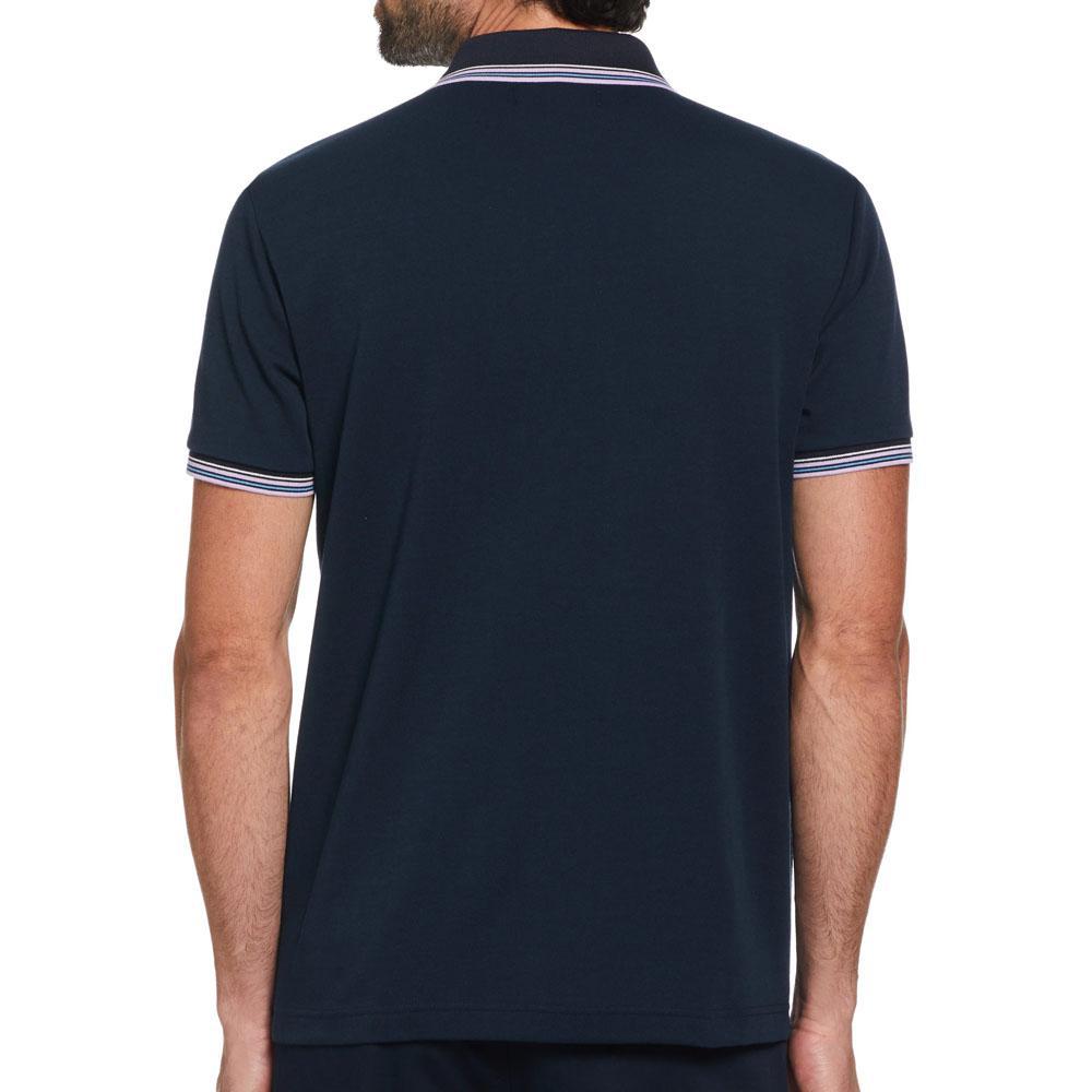 Dark Sapphire and Grape Cotton Jacquard Geometric Pattern Polo by Original Penguin