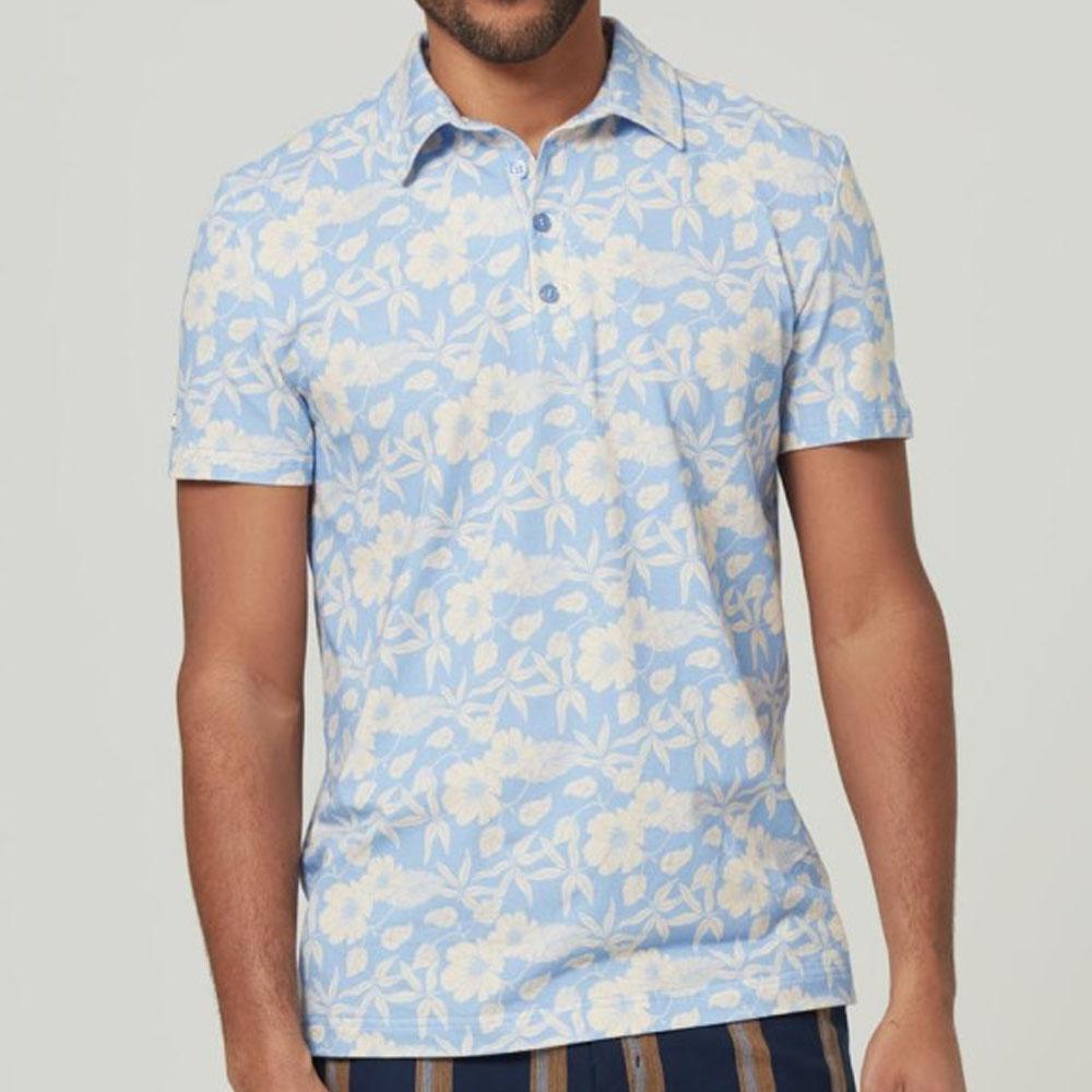 Parachute Light Blue/Ecru Short Sleeve Cotton Polo by 4FunkyFlavours
