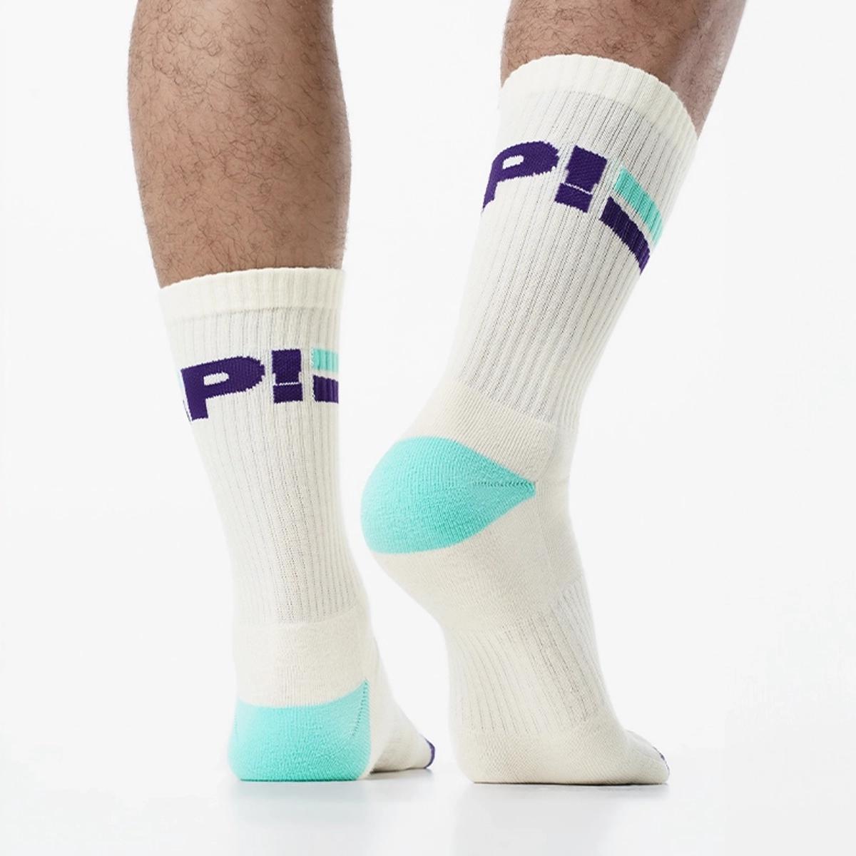 Activate Cream/Aqua/Purple Crew Socks by PUMP! Underwear