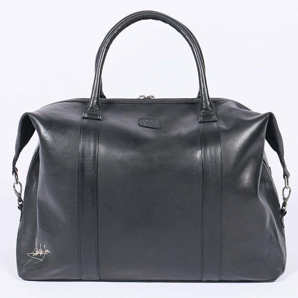 Steve McQueen Black Lambskin Leather Travel Bag
