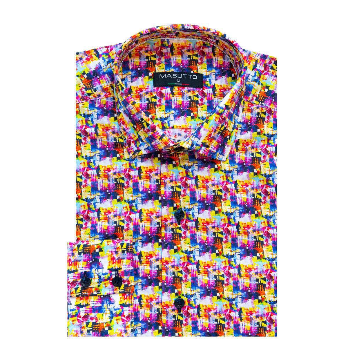 Alba Multicolor Abstract Cotton Long Sleeve Shirt by Masutto