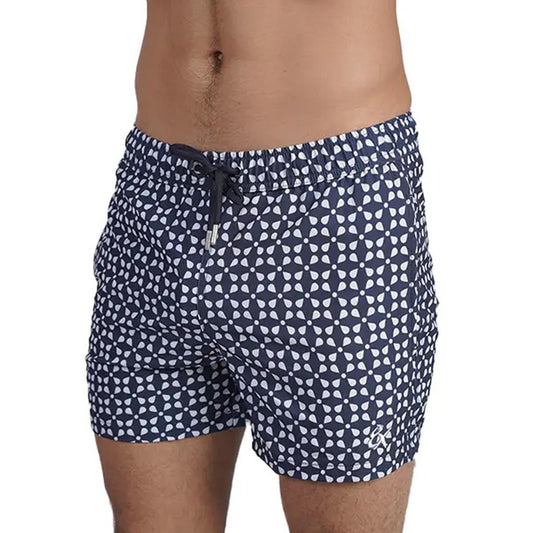 Mosaic Drift Navy Swim Trunks by Eight X