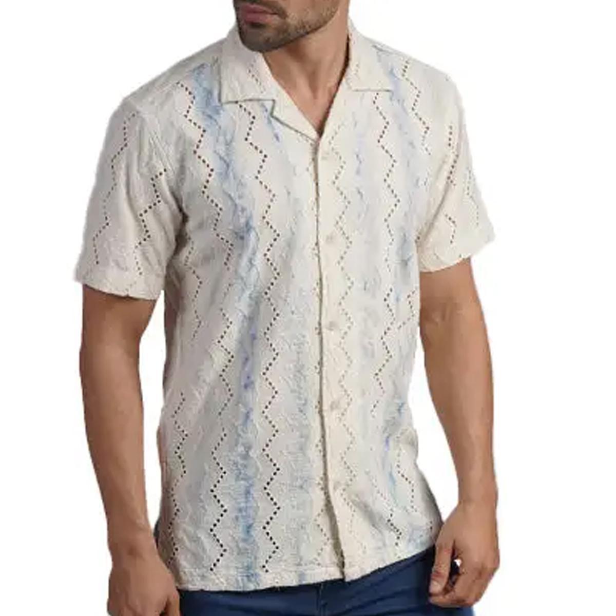 Laguna Beige Short Sleeve Button Up Shirt by Eight X