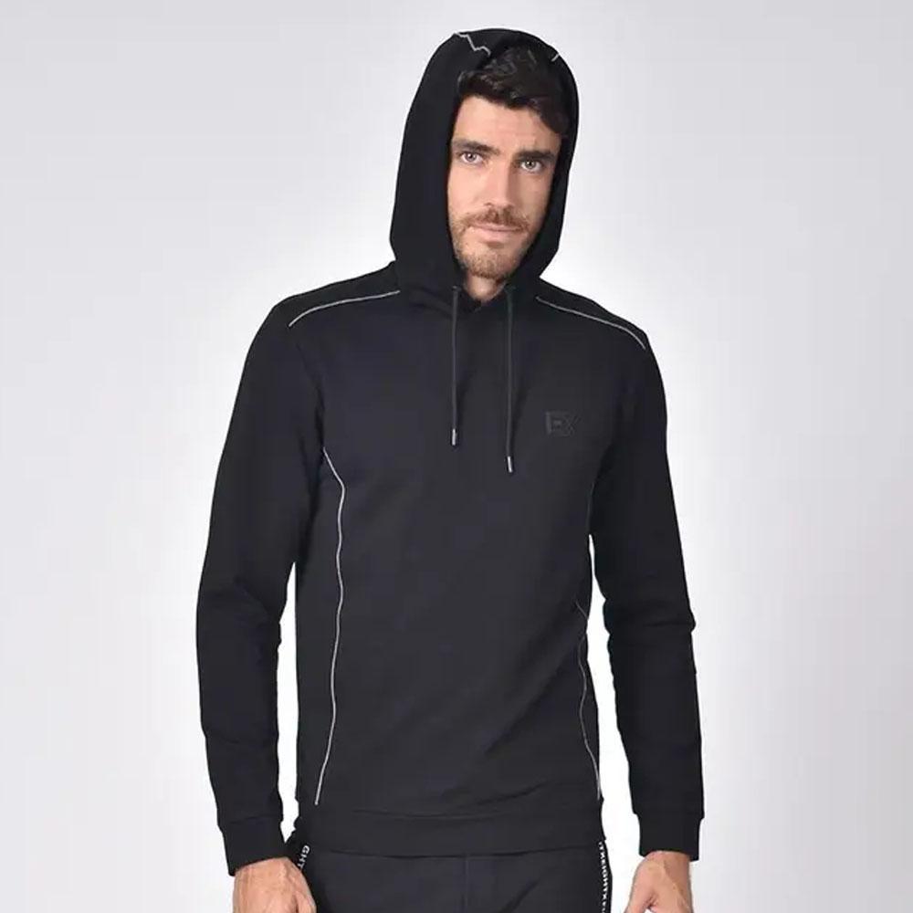 Black Hooded Pullover by Eight X