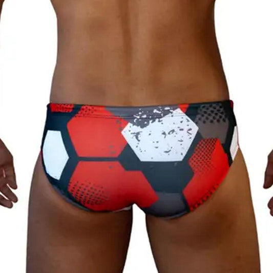 Red/Grey Hex Basic Swim Brief by HAC Swim