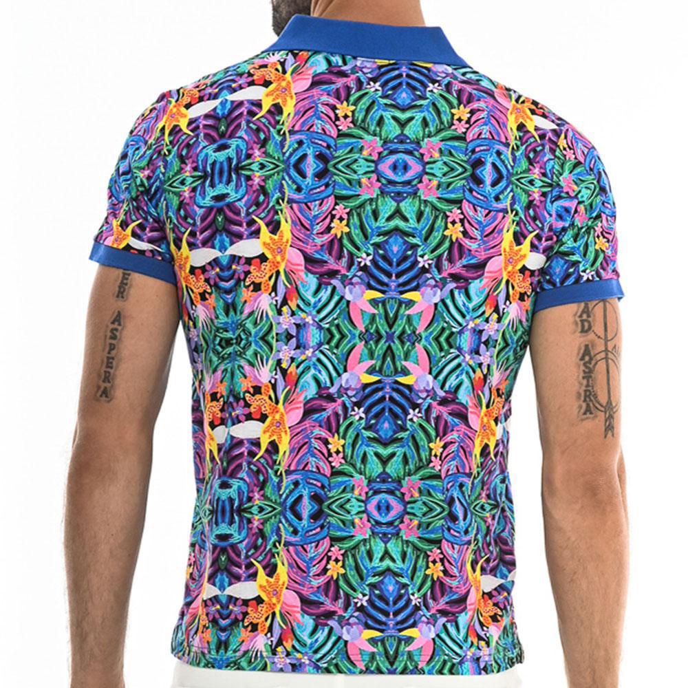 Purple/Blue Tropics Stretch Cotton Jersey Knit Polo by Postmarc (PM-16117)