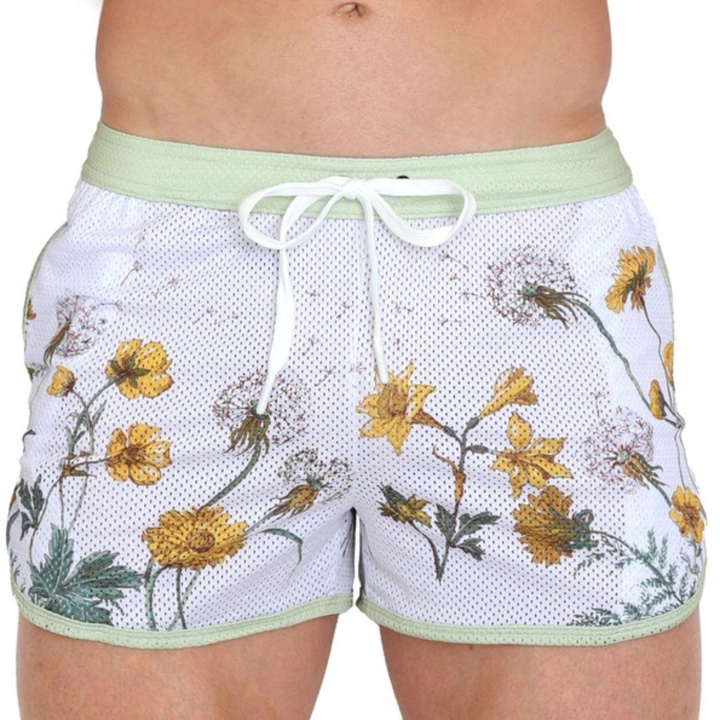 White Dandelion Mesh Shorts by Skull & Bones