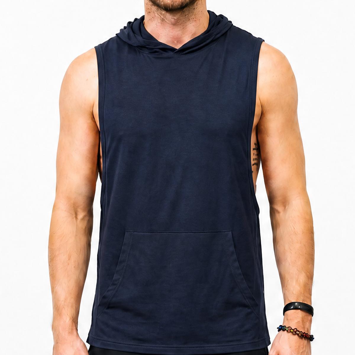 Navy Modal Muscle Tank Hoodie