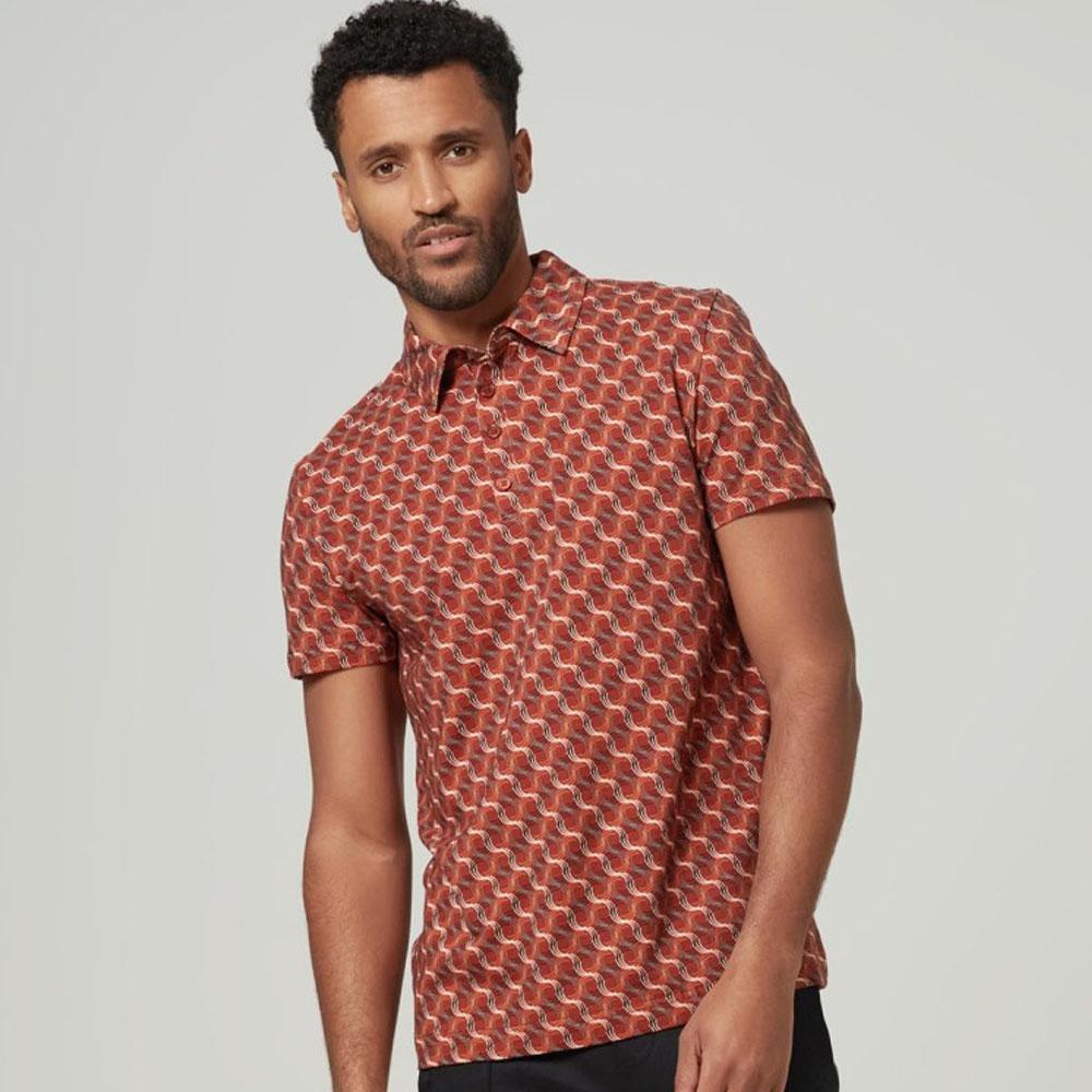 Freaky Frankie Rust/Ecru/Brown Short Sleeve Cotton Polo by 4FunkyFlavours