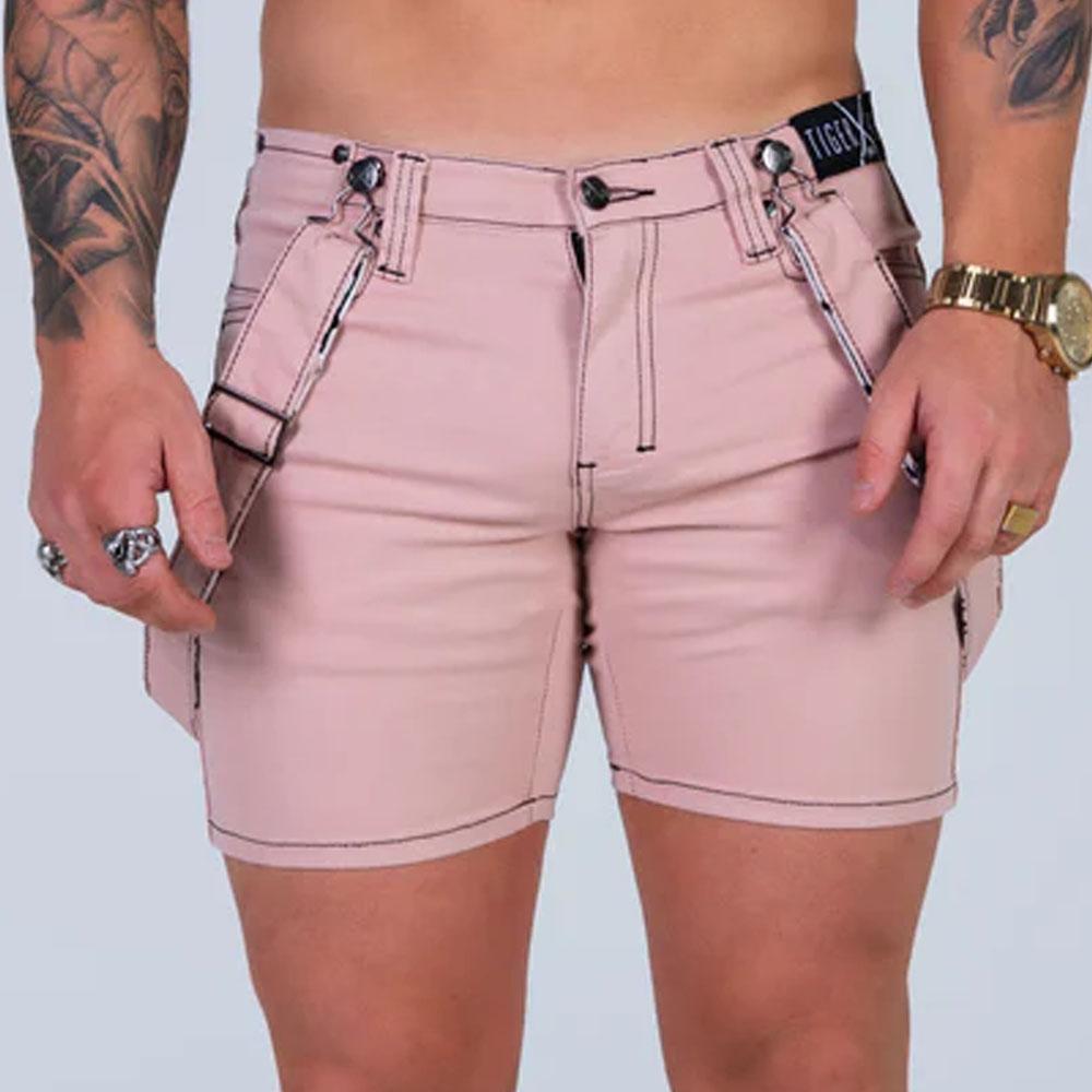 Lloyd Musk Pink Shorts with Fashion Straps by TigerXHorse Denim