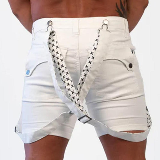Wade White Romey Shorts with Wearable Straps by TigerXHorse Denim