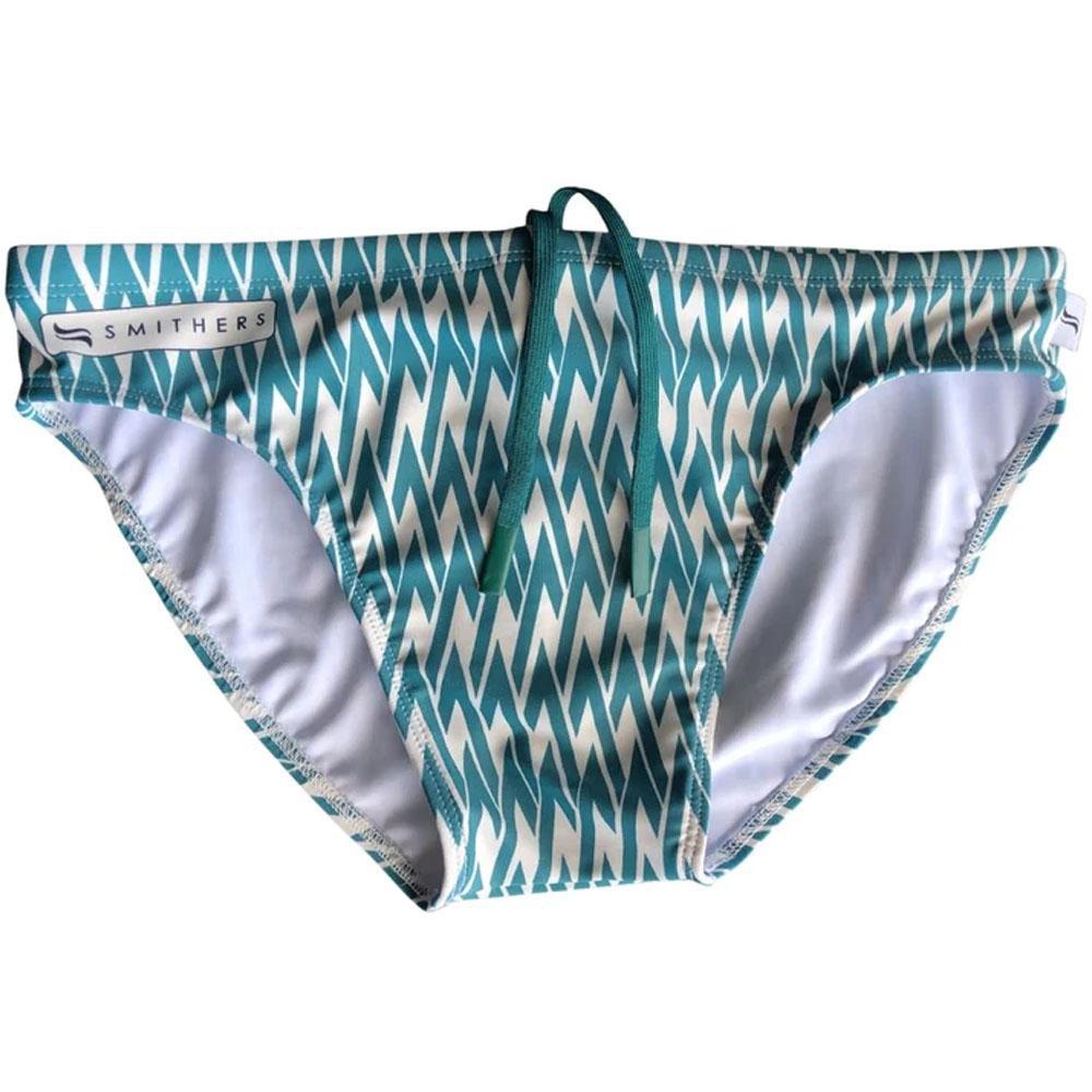 Viridian Weave Teal/White Swim Briefs by Smithers Swimwear