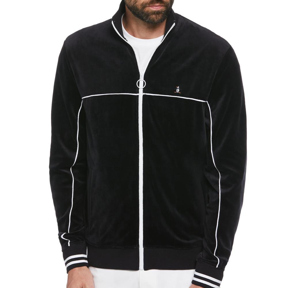 True Black Velour Earl Track Jacket by Original Penguin