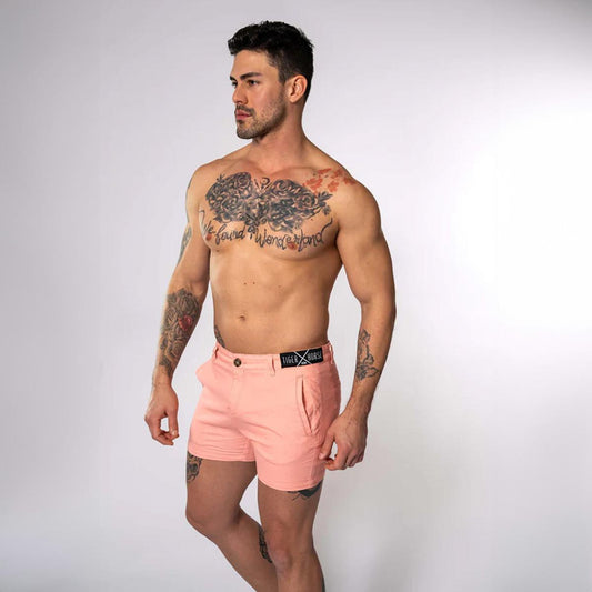 Peach Pink 4" Inseam Stretch Cotton Finn Shorts by TigerXHorse Denim