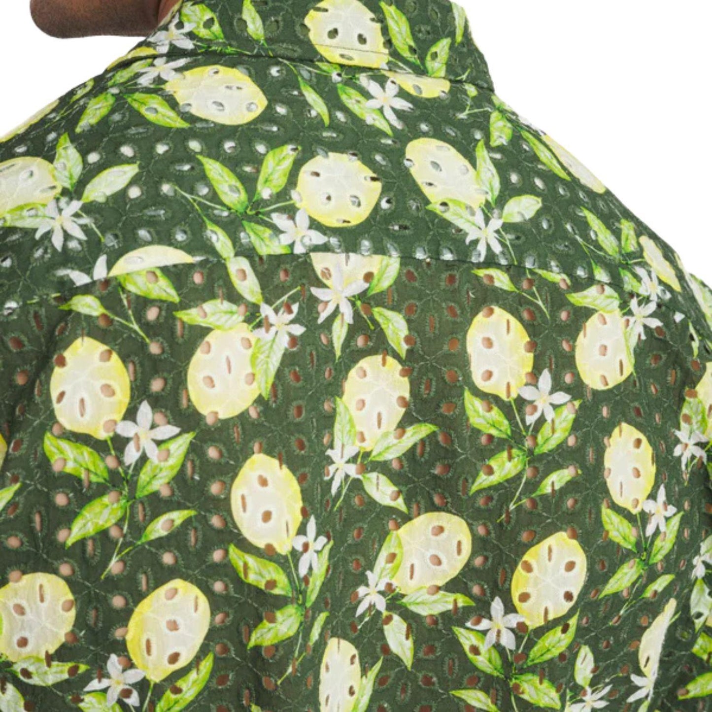 Forest Lemons Printed Eyelet Short Sleeve Woven Shirt by Postmarc