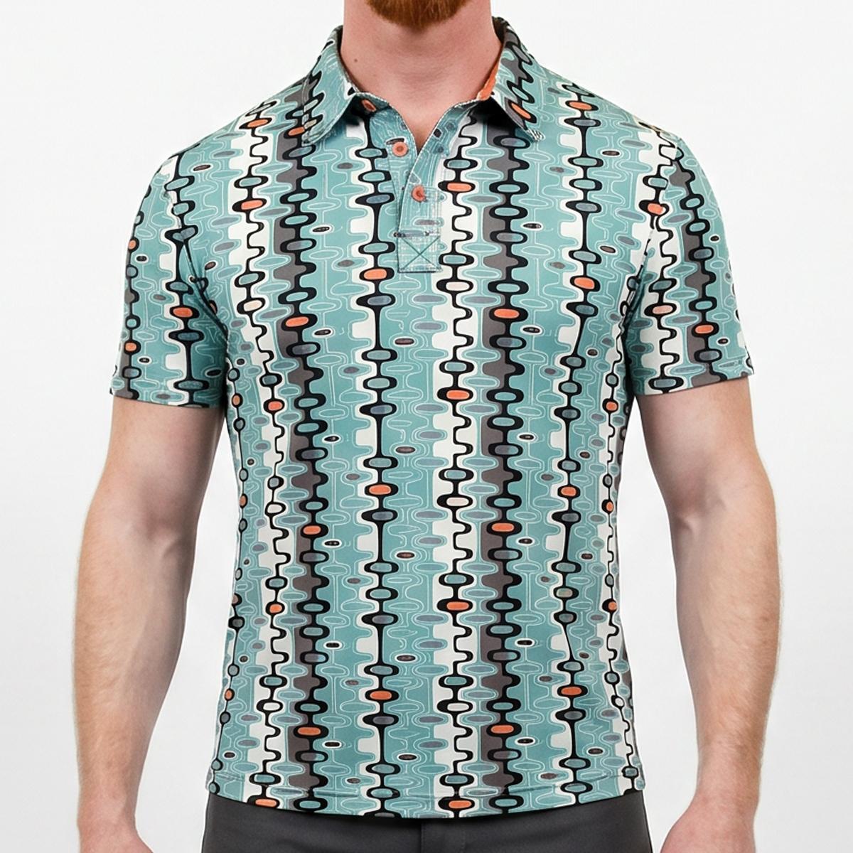 Midcentury Squiggle Short Sleeve Polo Shirt
