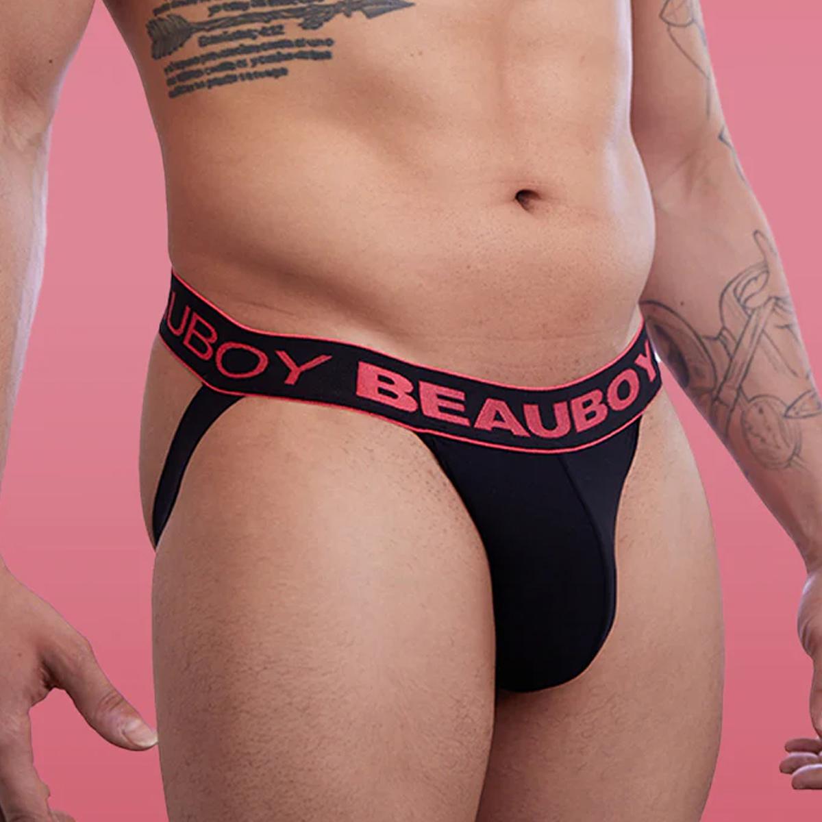Coral/Black Core Jock by Beauboy Menswear