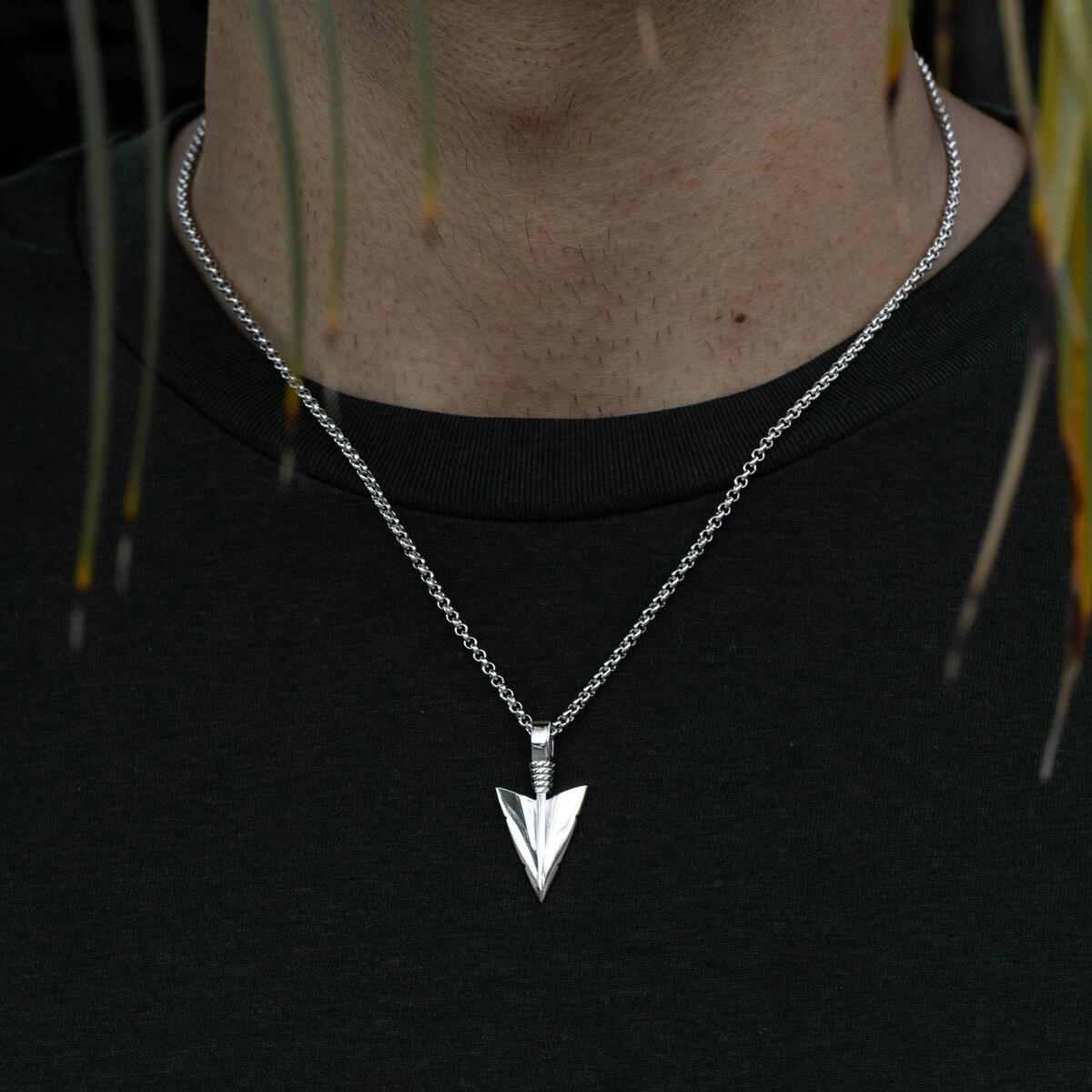 White Gold Arrowhead with 2.5MM 20" Cable Chain by Gold Gods