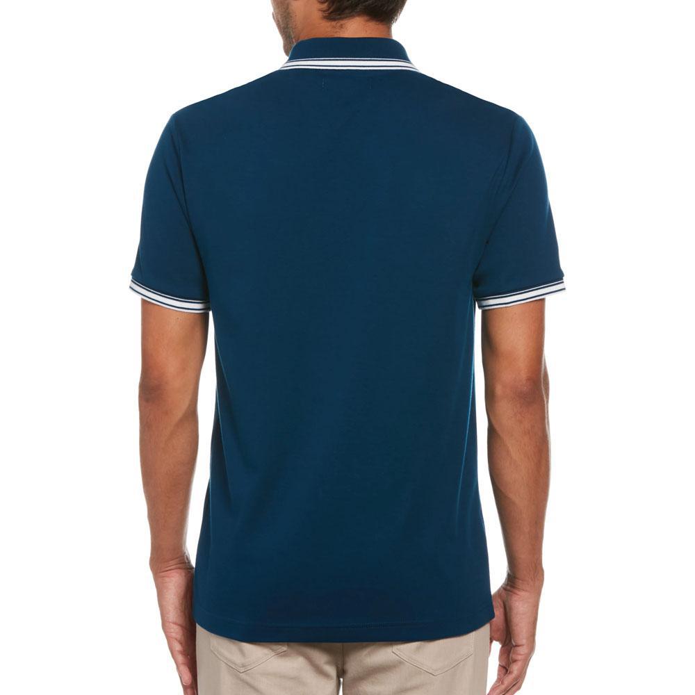 Poseidon Blue Chest Stripe Cotton Polo by Original Penguin