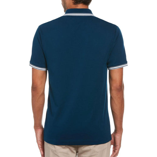Poseidon Blue Chest Stripe Cotton Polo by Original Penguin