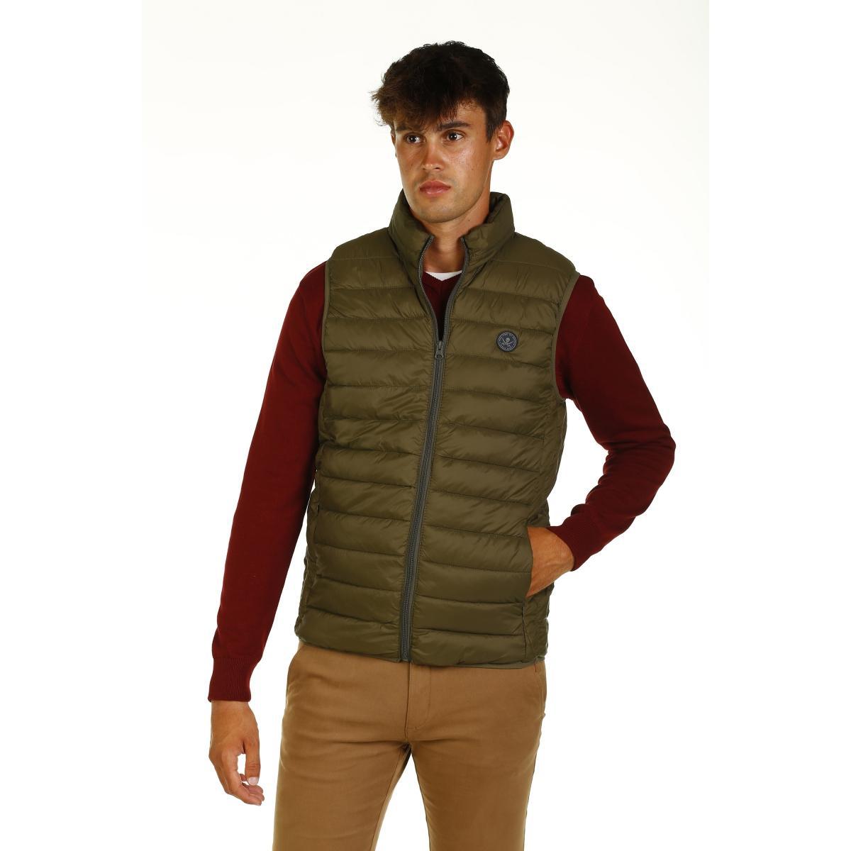 Men's Green Padded Sleeveless Vest by Time of Bocha
