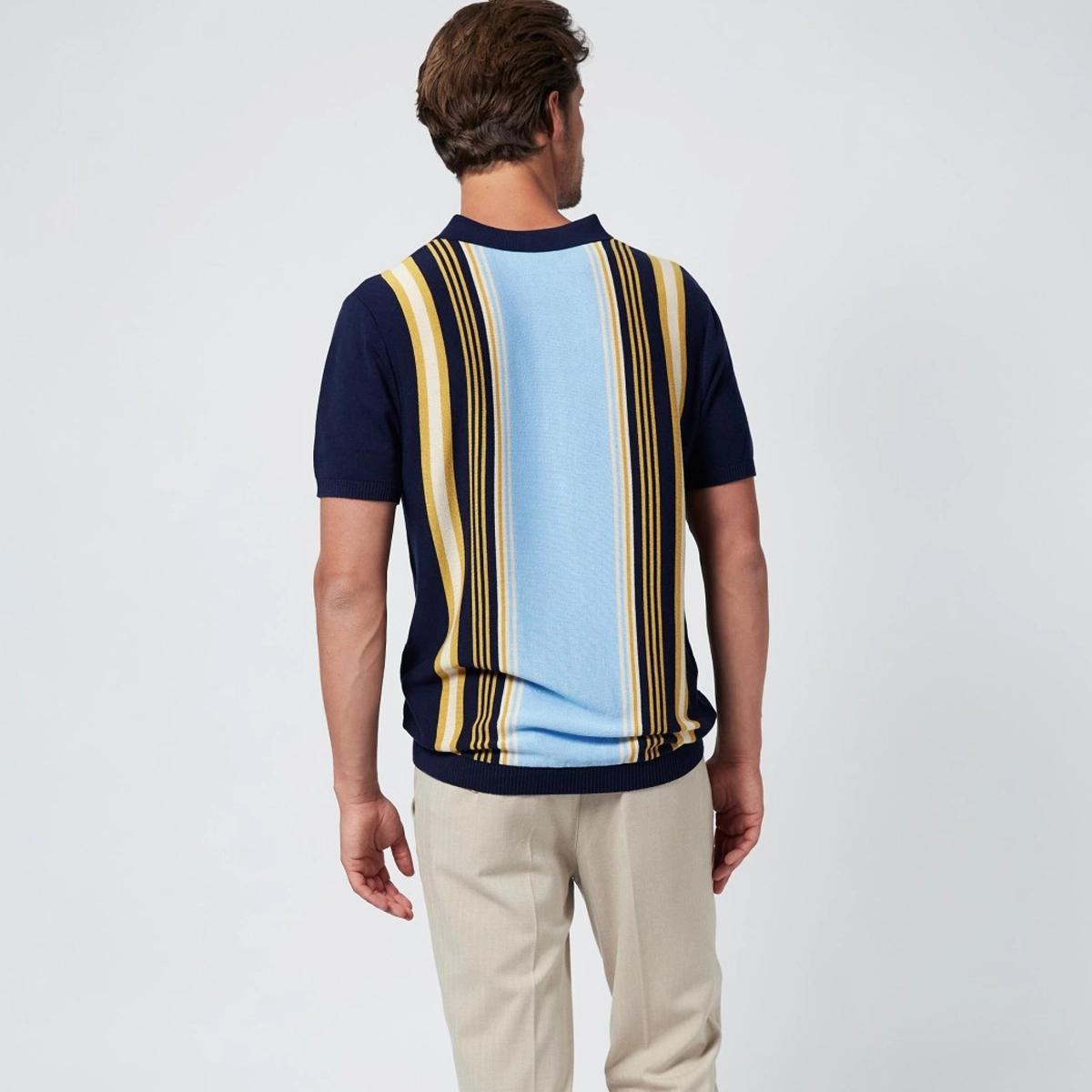 The Same Love Navy/Yellow Striped Knit Polo by 4funkyflavours