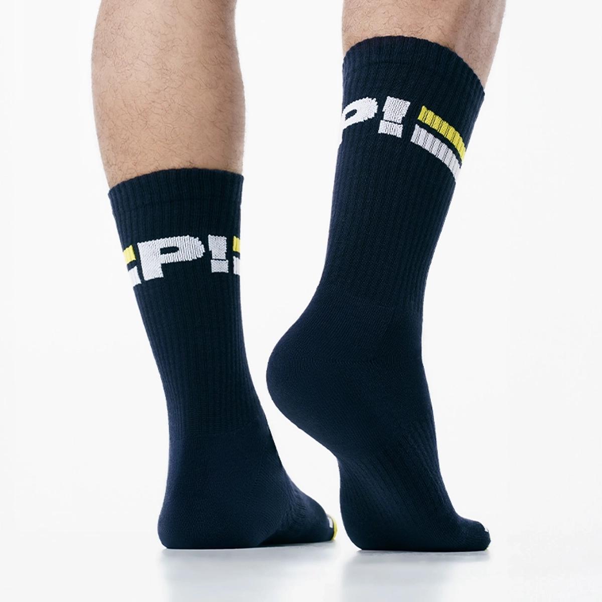 Recharge Navy/Yellow/White Crew Socks by PUMP! Underwear