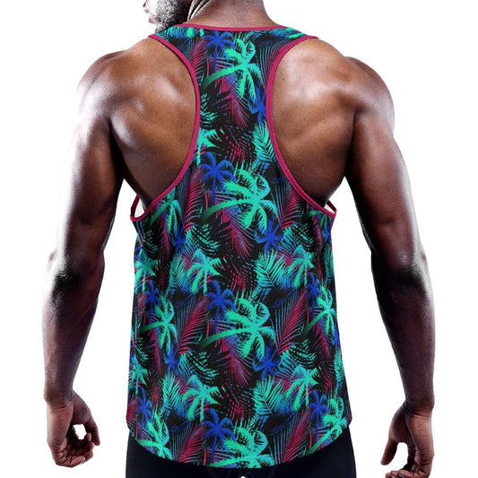 Neon Palms Black/Aqua/Red Y-Back Racer Tank from Assassin Menswear