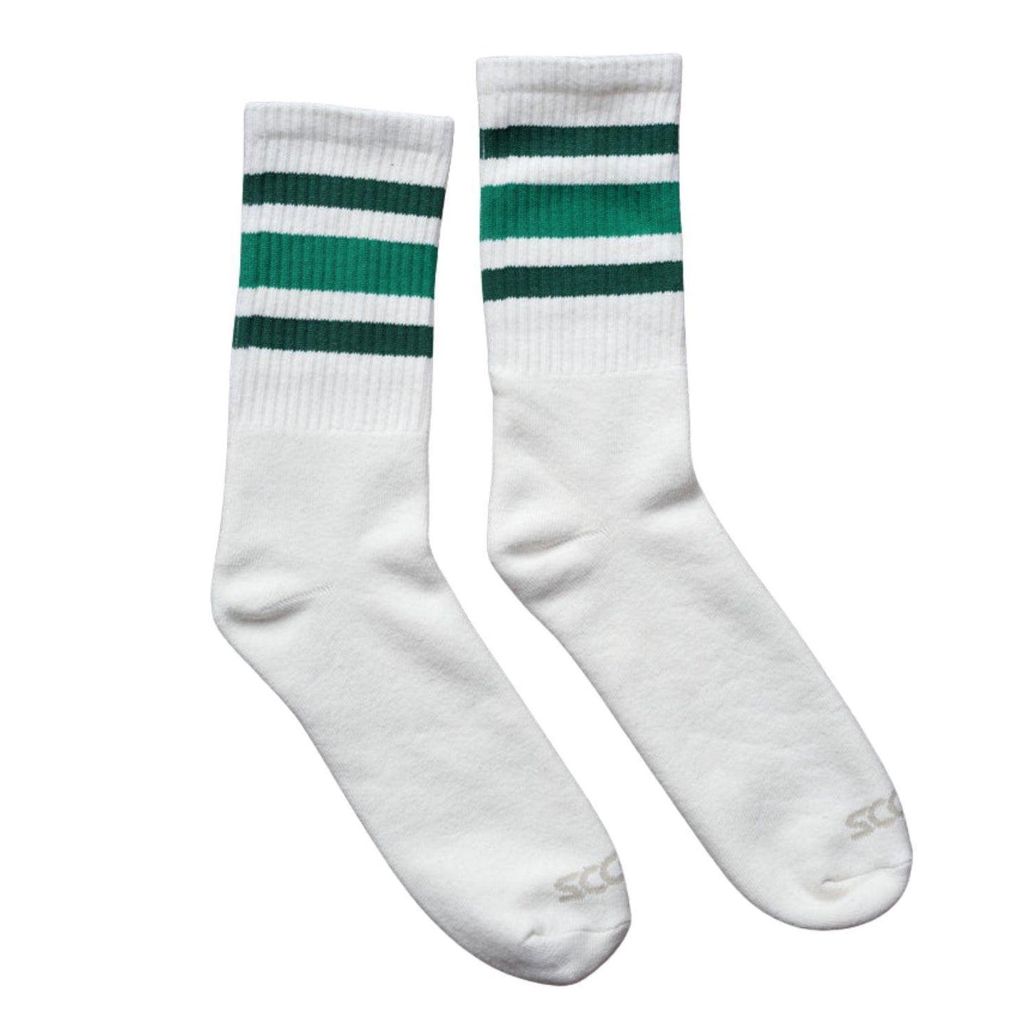 Green Shades Striped Natural Tube Socks by SOCCO