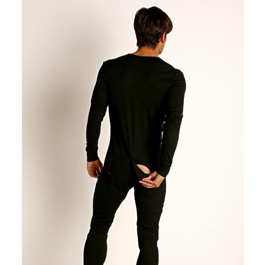 Black American Classic Back Flap Union Suit by Rick Majors