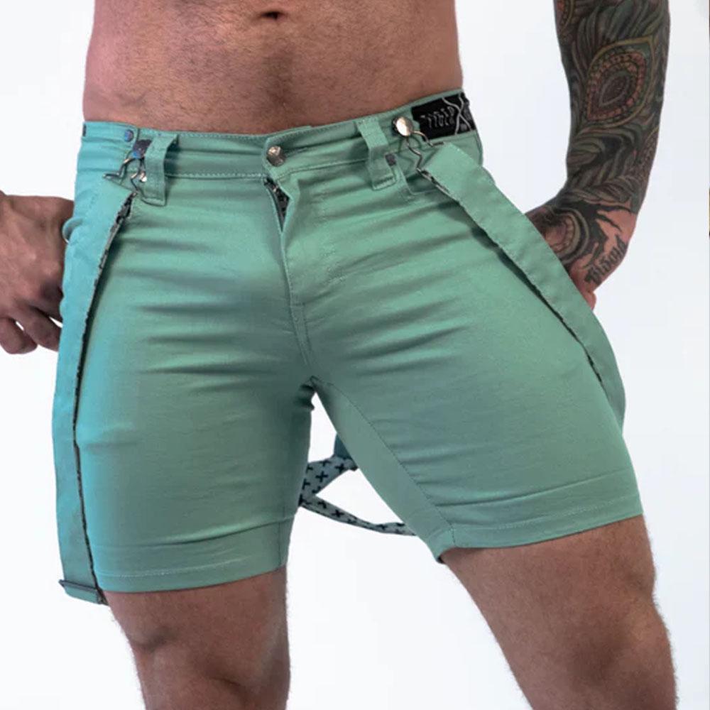 Matty Mint Romey Shorts with Wearable Straps by TigerXHorse Denim