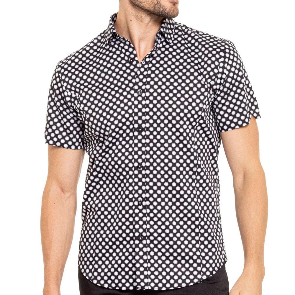 Push Button Black/White Short Sleeve Shirt by Eight X (M-20863K)