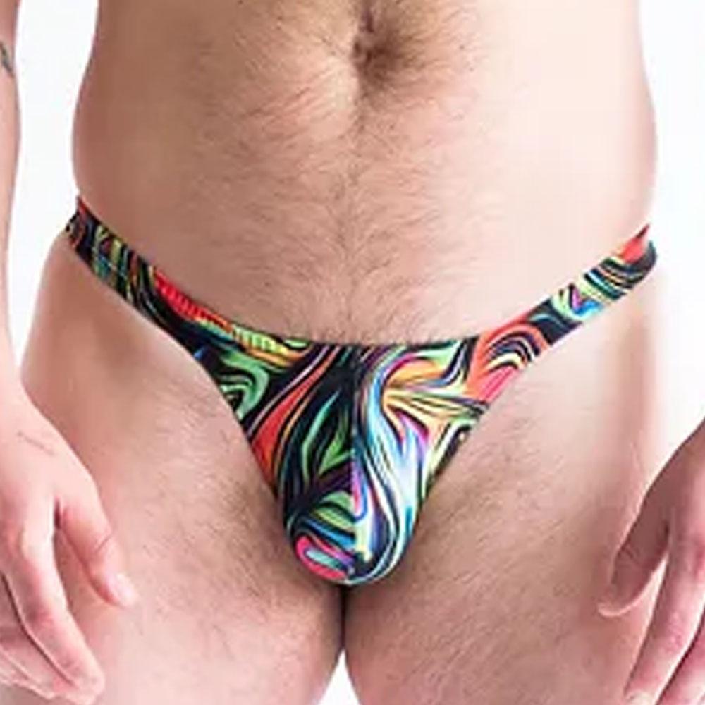 Oil Spill Black/Rainbow Thong by MWearNYC