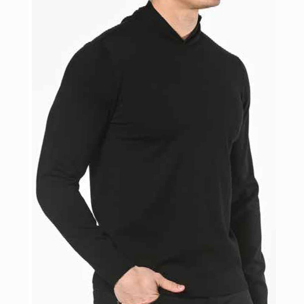 Black Silk/Tencel Solid Knit Hoodie by Postmarc