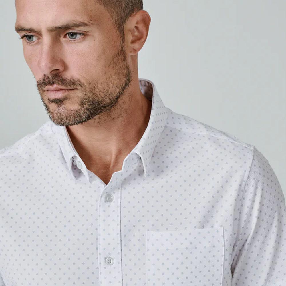 Hana White Short Sleeve Patterned Shirt by 7Diamonds (SMK-7551)