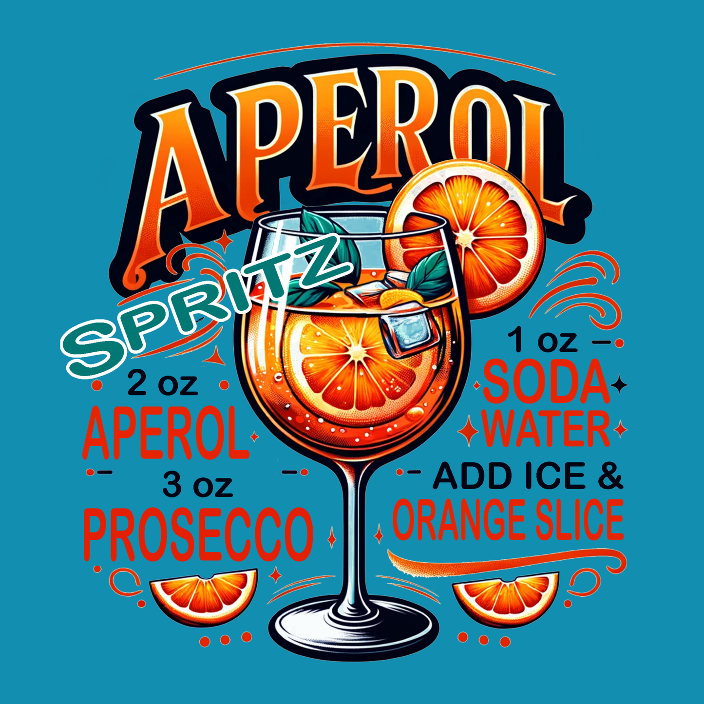 Aperol Spritz Cocktail Aqua T-Shirt