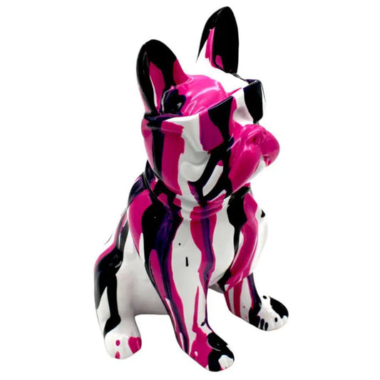 Pink Graffiti French bulldog with Glasses 8" Sculpture by Interior Illusions Plus