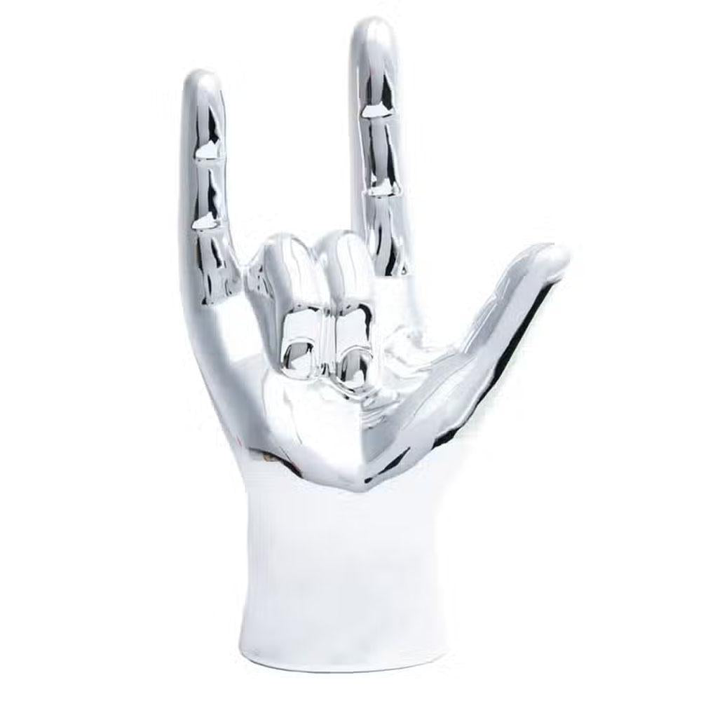 Silver I Love You Hand Tabletop Sculpture - 9" Tall by Interior Illusions Plus
