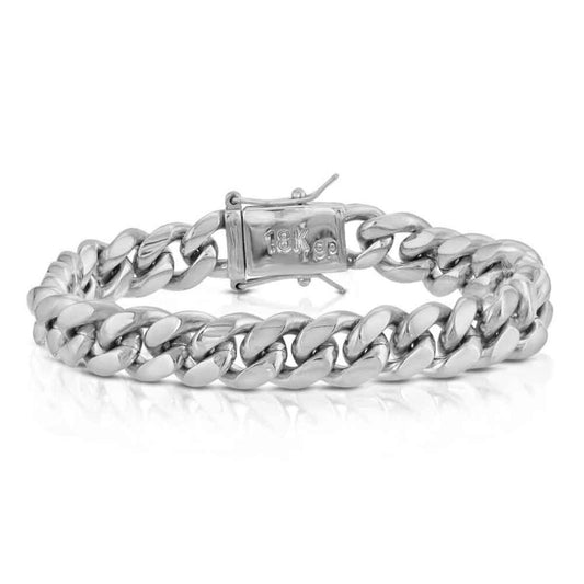 8MM 8.5" White Gold Miami Cuban Bracelet by Gold Gods