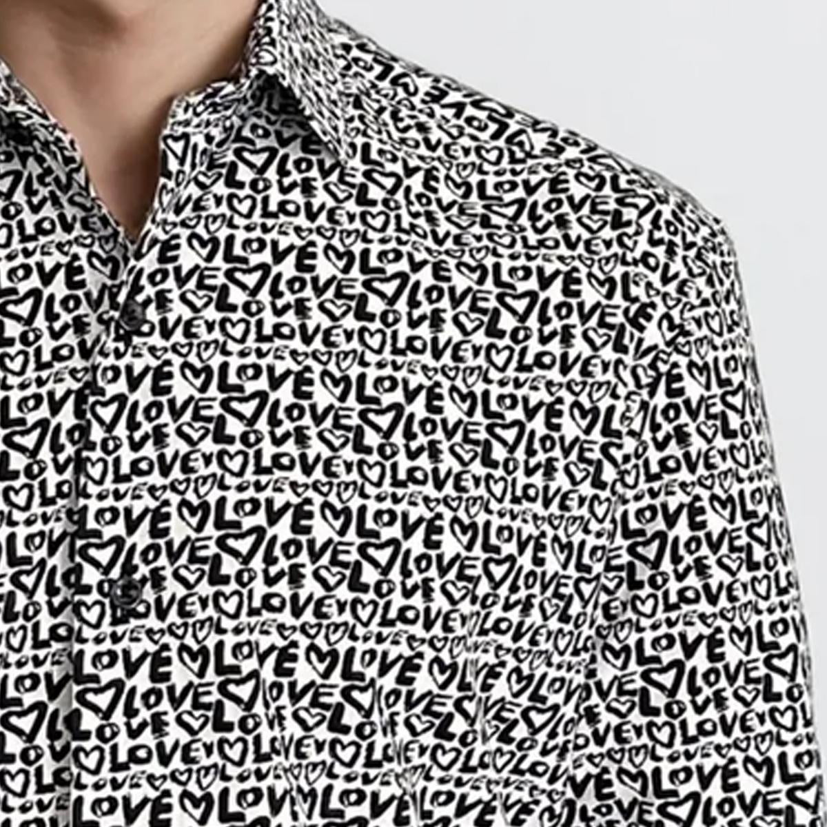 Bloom Love Black Cotton Long Sleeve Shirt by Masutto